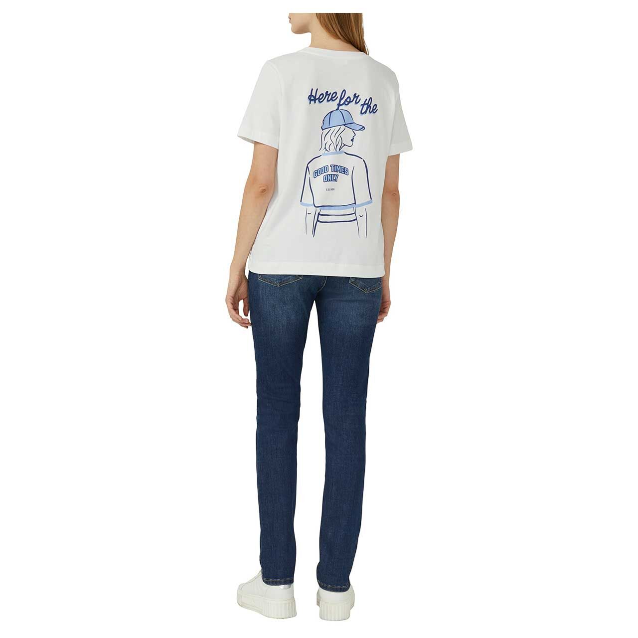 s.Oliver Damen T-Shirt in Weiß mit Print, Rückansicht Model