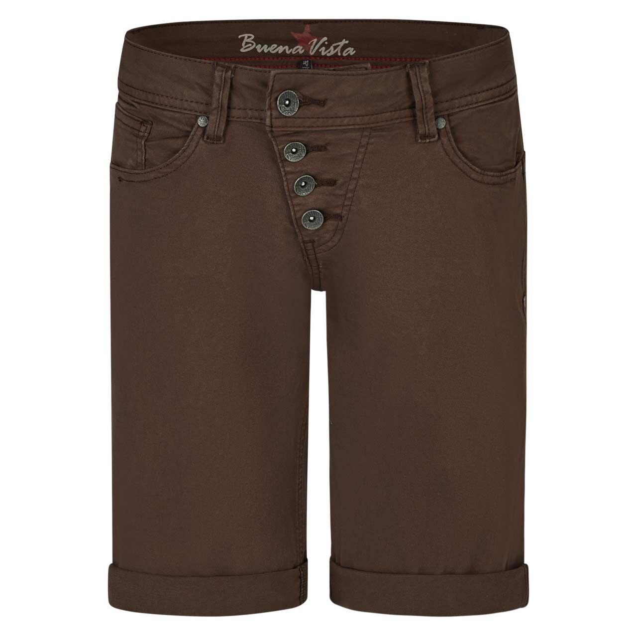 Damen Baumwollhose Malibu-Short Stretch Summer Twill von Buena Vista in Braun, Vorderansicht