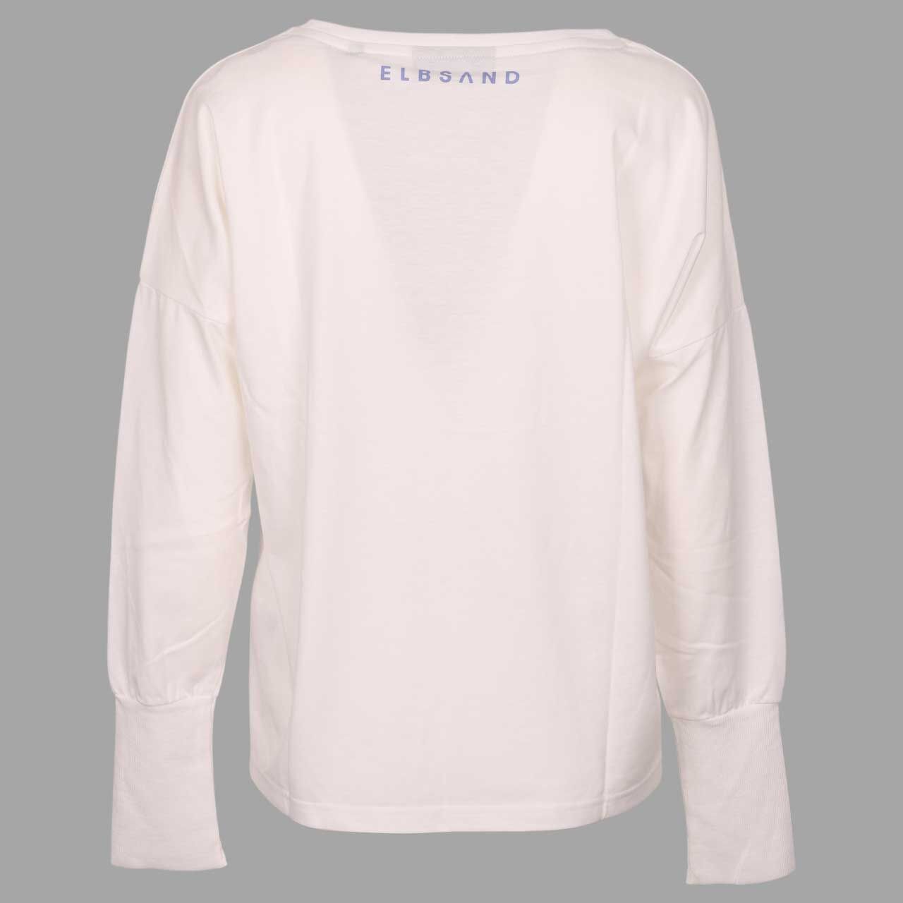 Damen Langarm Shirt Ildrid in Weiß mit Print, Rückansicht