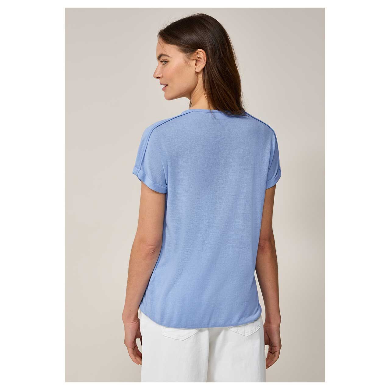 Damen T-Shirt Solid von Cecil in Hellblau, Rückenansicht am Modell