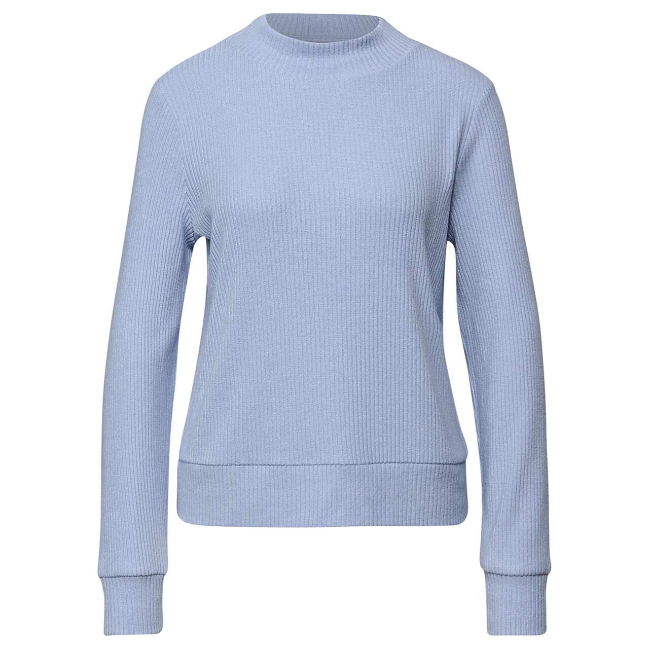 Street One Damen Langarm Shirt Soft Rib Turtle Neck frosted blue melange