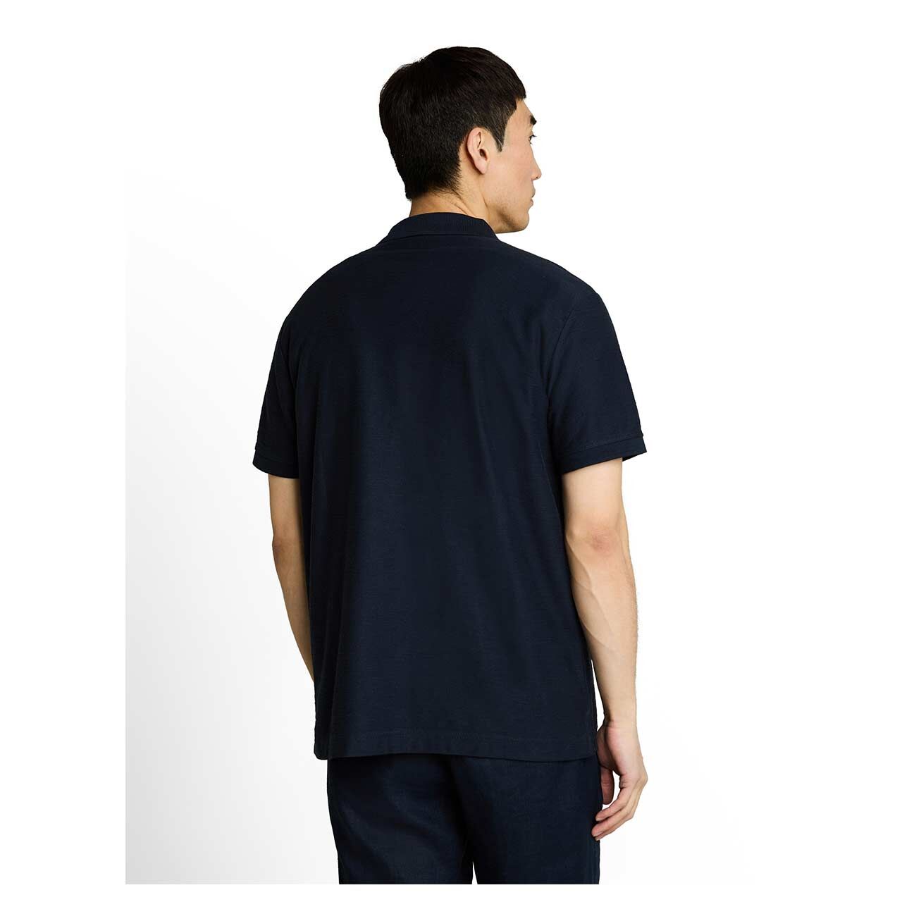 Herren Poloshirt Resort Collar von Tom Tailor in Dunkelblau, Rückansicht am Model