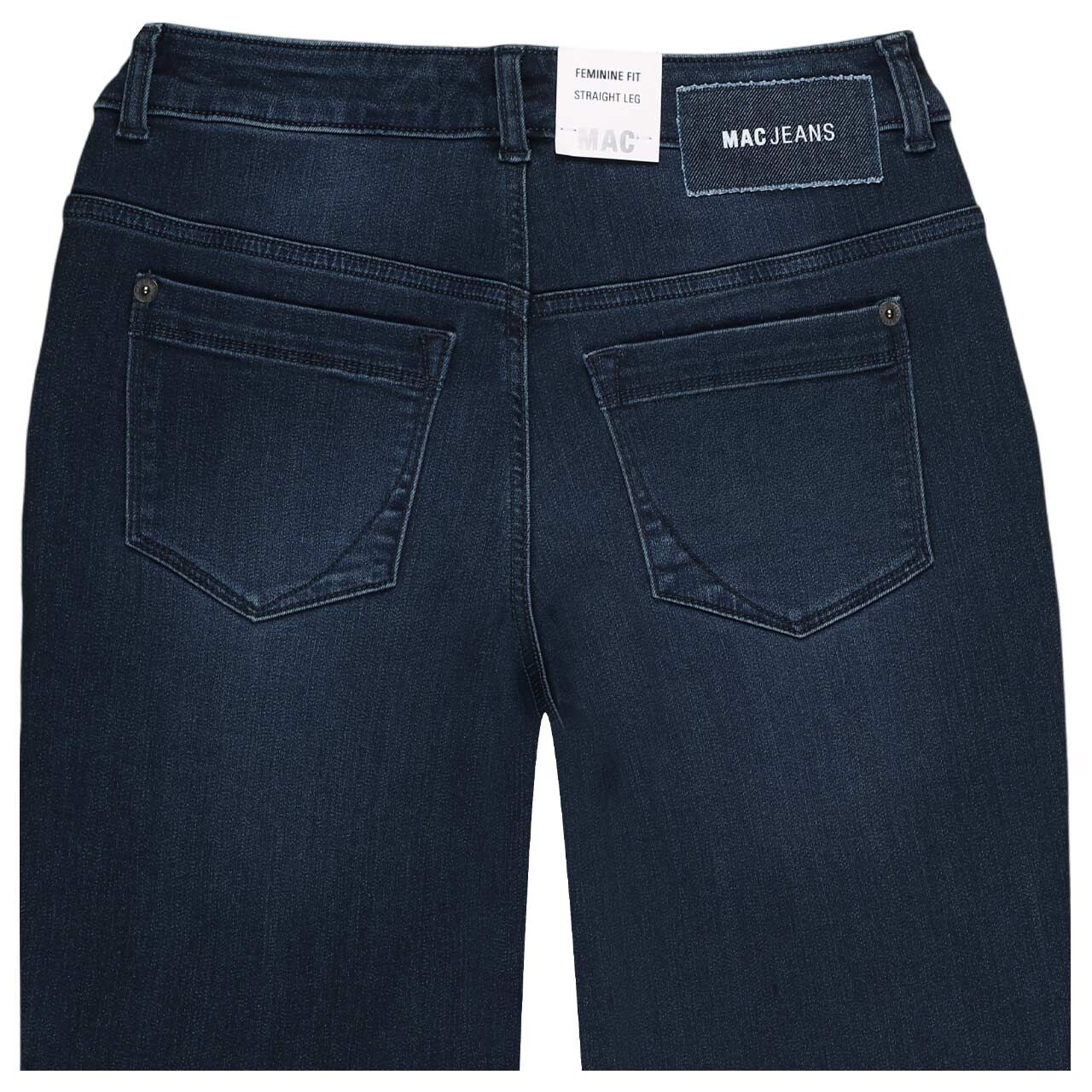 Stretch Damenjeans Gracia von MAC in Dunkelblau angewaschen, detaillierte Rückansicht