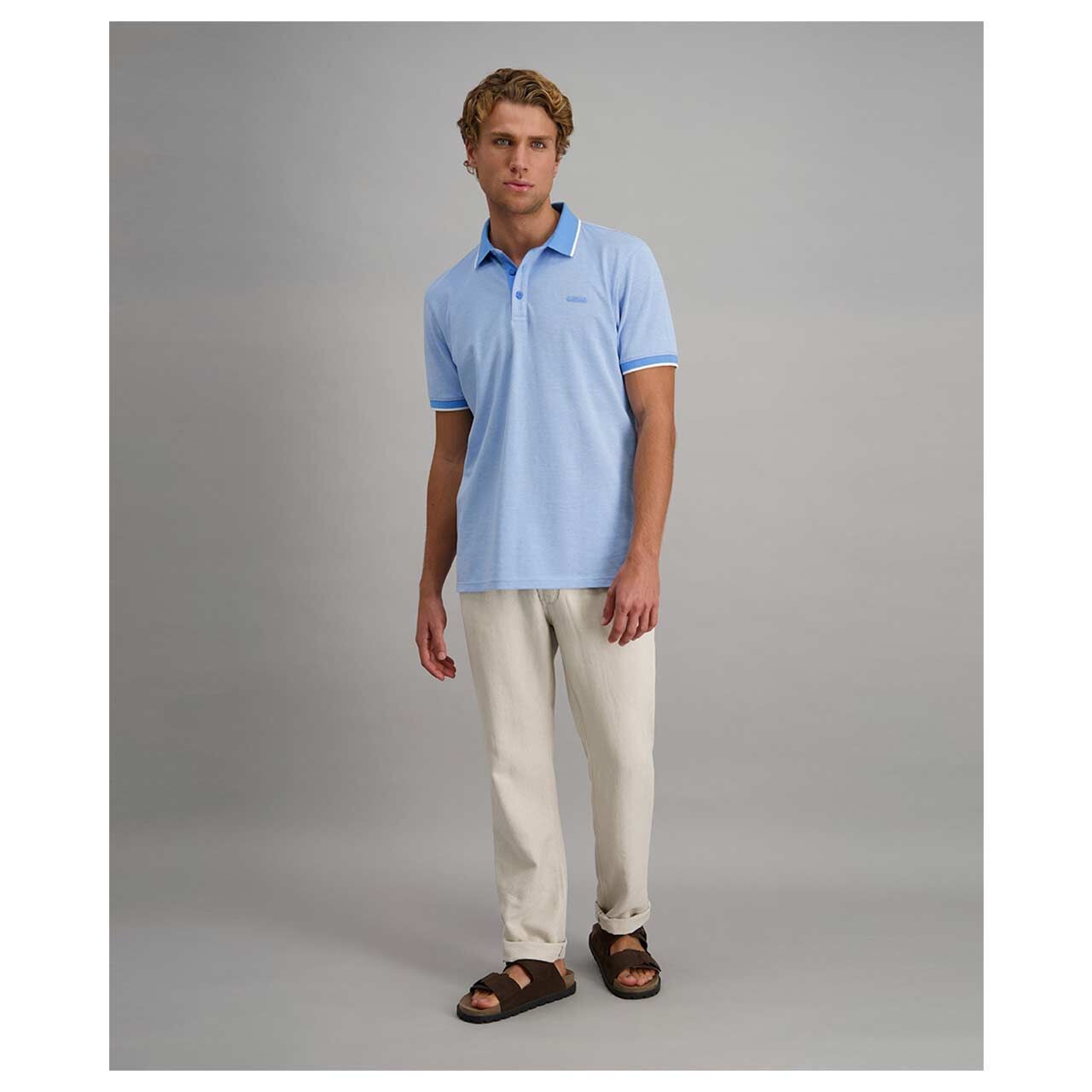 Herren Leinenhose Rando in Beige von Pioneer, Vorderansicht am Model