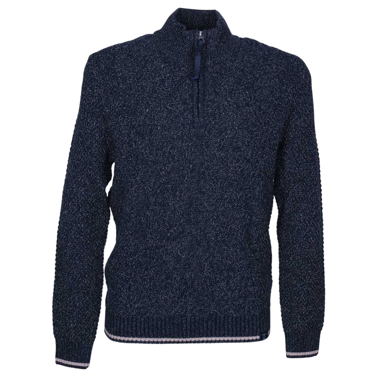 Lerros Herren Pullover Troyer Cable Knit classic navy melange