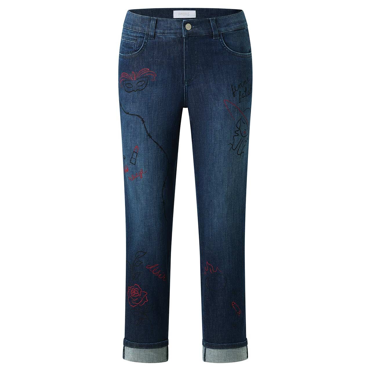Damen 7/8 Jeans Darleen von Angels in Blau angewaschen mit Print, Vorderansicht