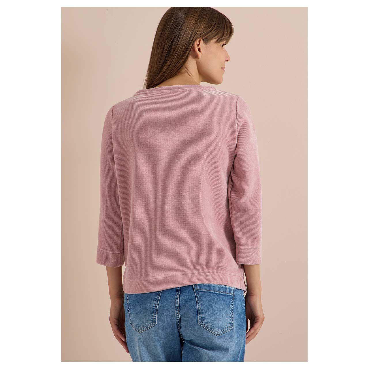 Damen 3/4 Arm Cord Shirt Soft von Cecil in Rosa, Rückansicht am Model