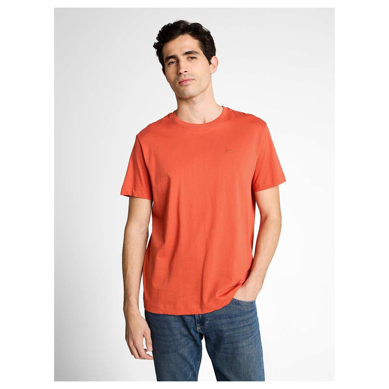 Herren T-Shirt von Tom Tailor in Orange, Vorderansicht am Model