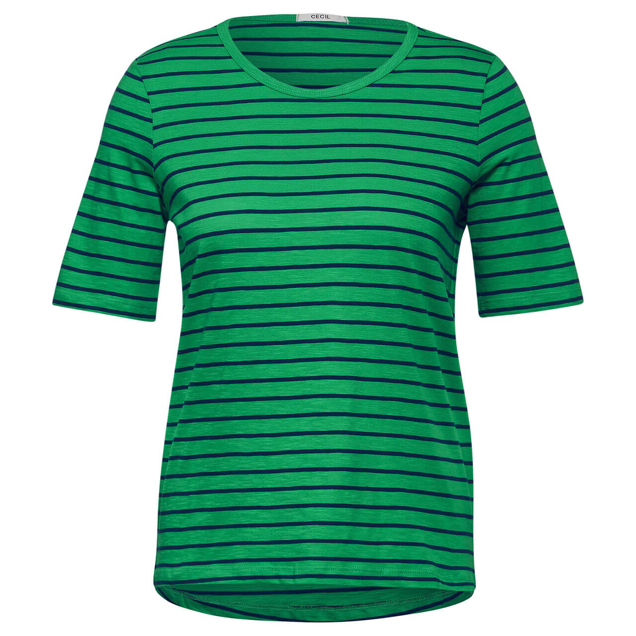 Cecil Damen T-Shirt Stripe Basic Roundneck fresh apple green