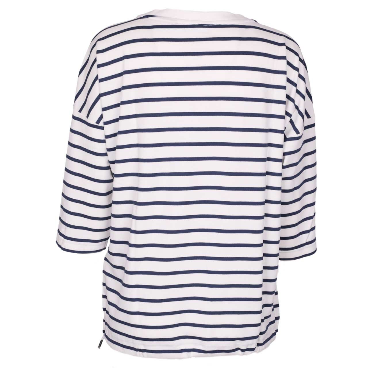 Damen 3/4 Arm Shirt Striped Fleurs von Cecil in Dunkelblau gestreift, Rückansicht