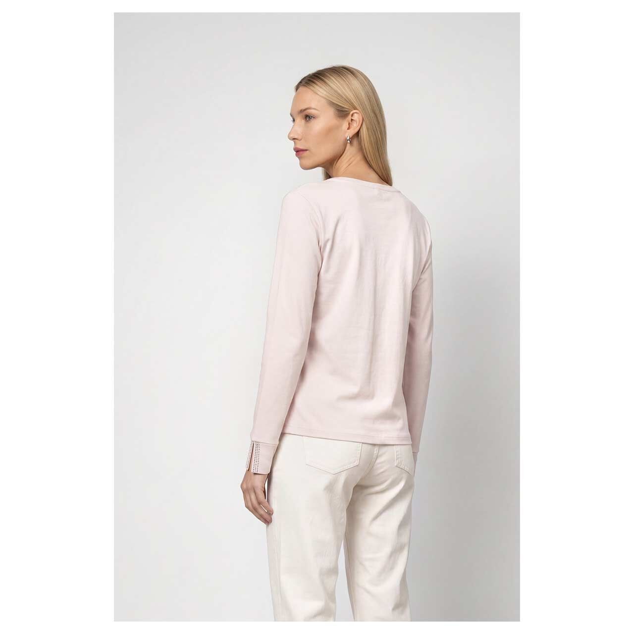 Damen Langarmshirt von Monari in Rosa, Rückansicht am Model