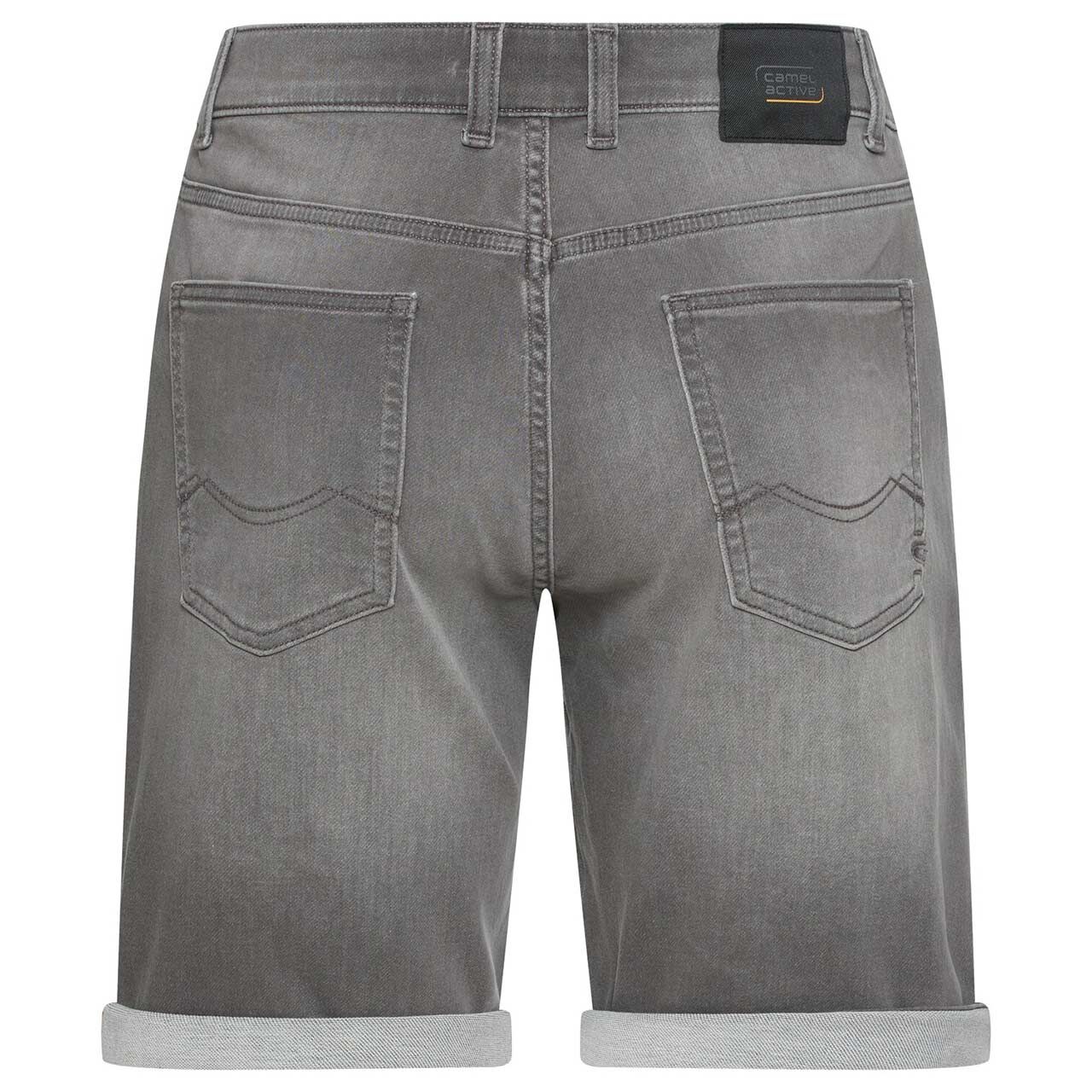 Stretch Herren Jeans Bermuda Houston fleXXX von Camel active in Grau angewaschen, Rückansicht