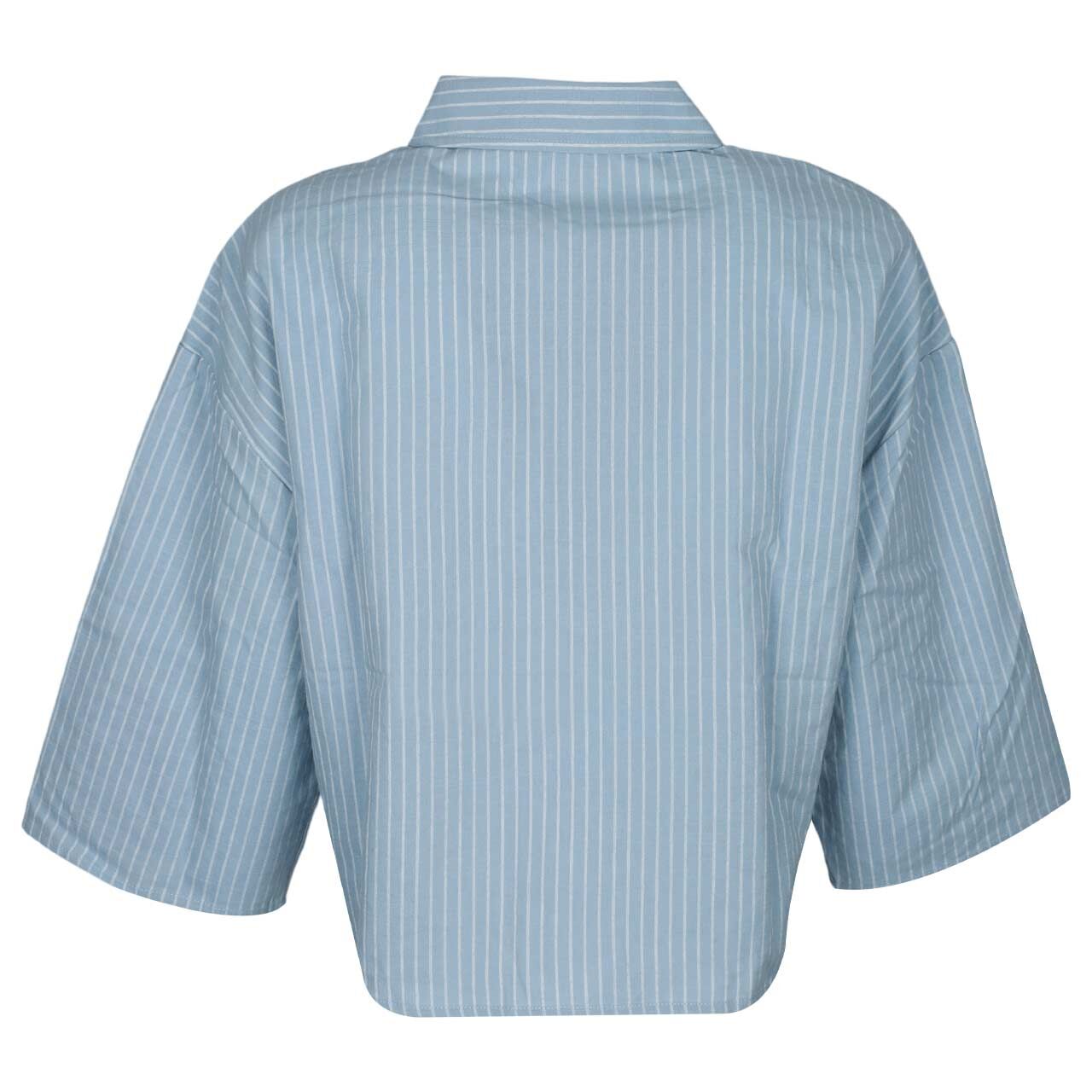 Damen 3/4 Arm Bluse von 24 Colours in Hellblau gestreift, Rückansicht