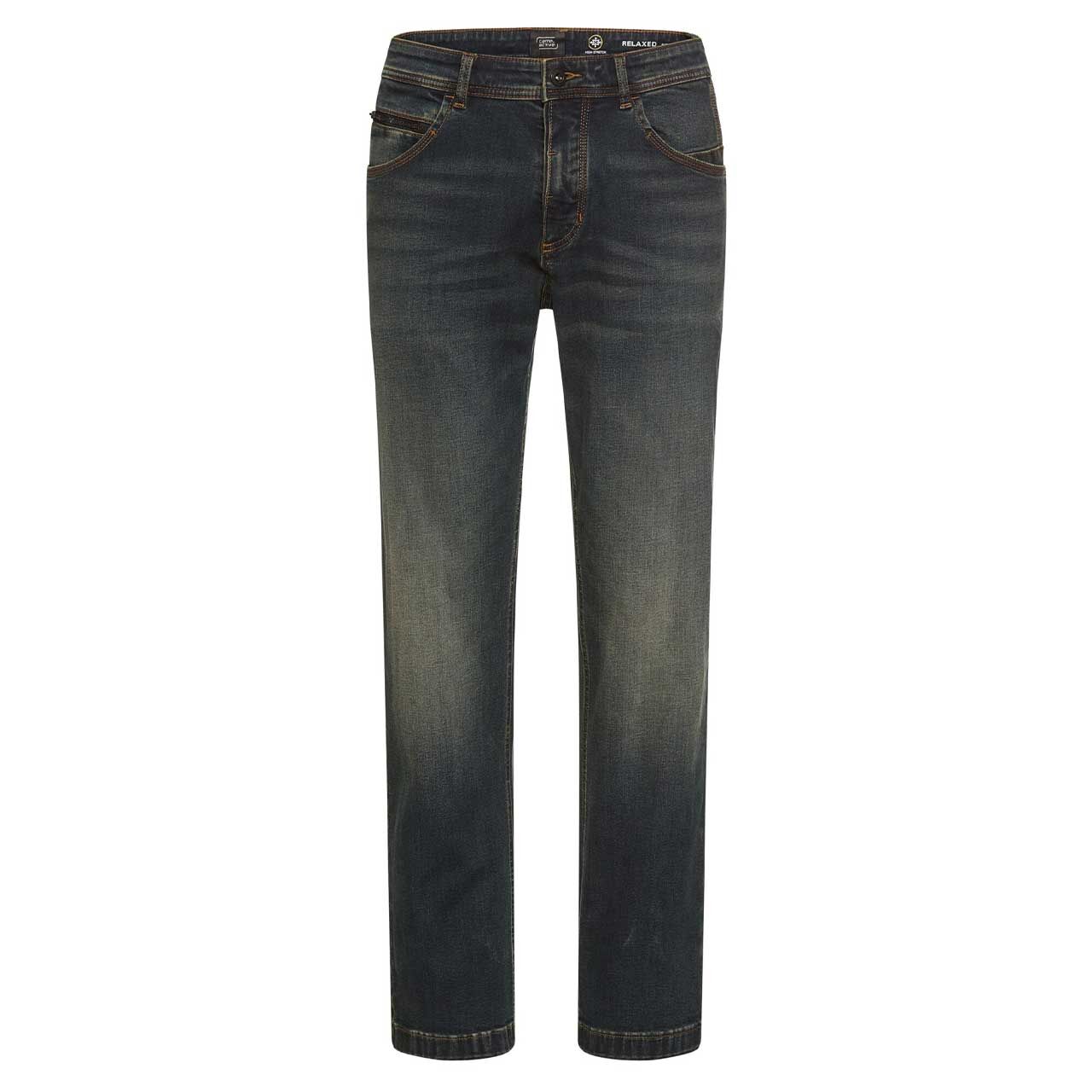 Stretch Herrenjeans Woodstock von Camel active in Dunkelblau verwaschen, Vorderansicht