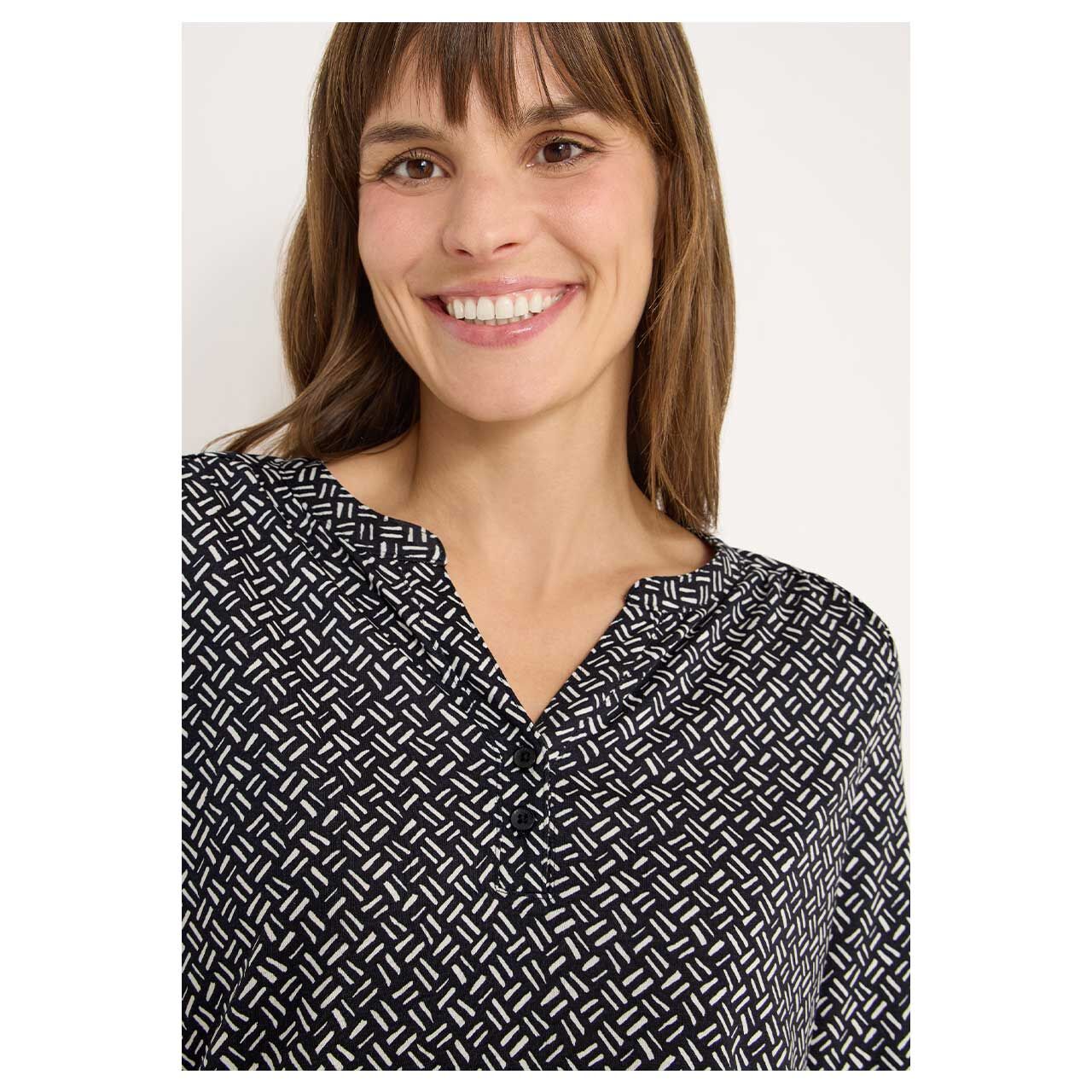 Damen Langarm Shirt Geometric Tunic von Cecil in Greige mit Print, detaillierte Vorderansicht