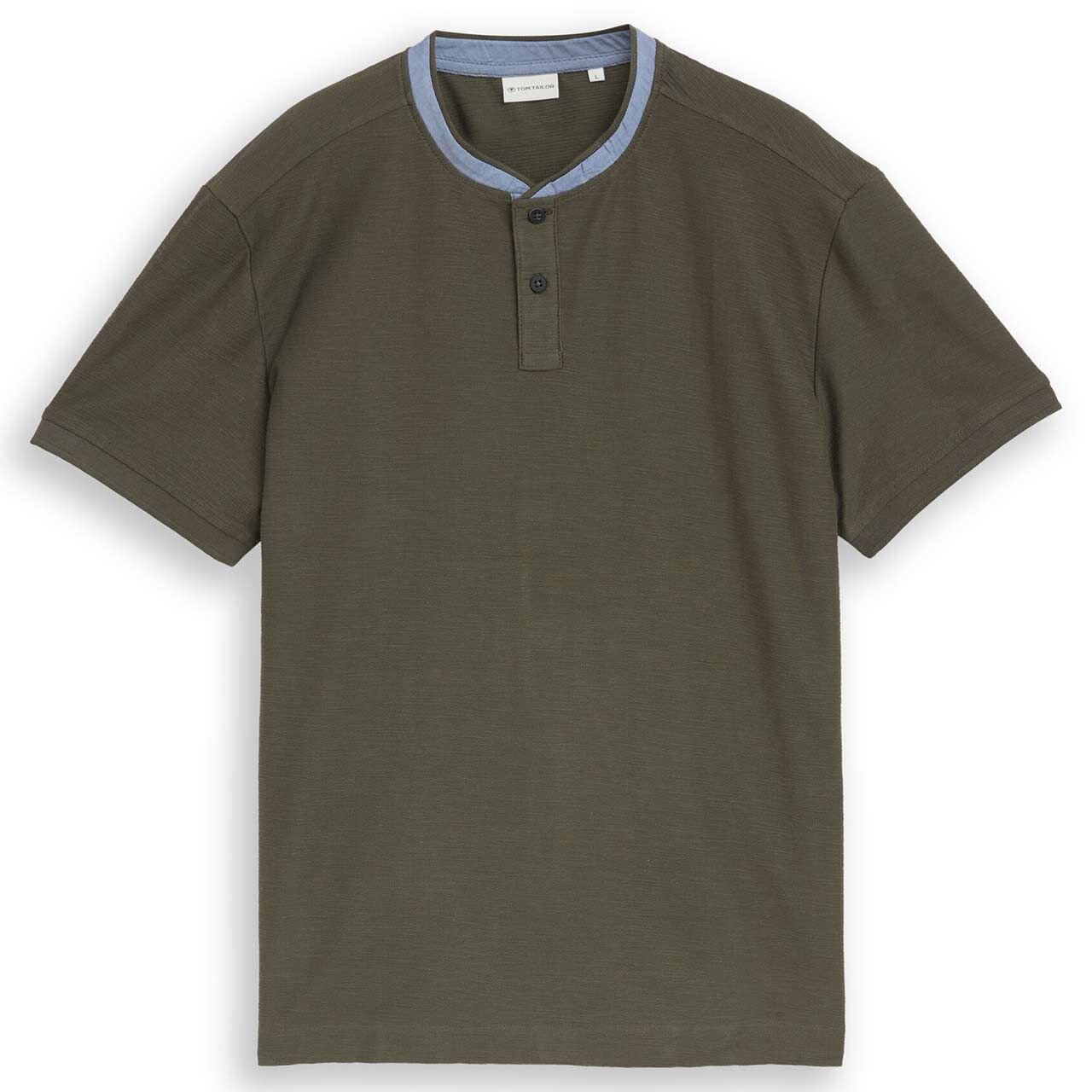 Tom Tailor Herren T-Shirt Henley deep leaf green structured