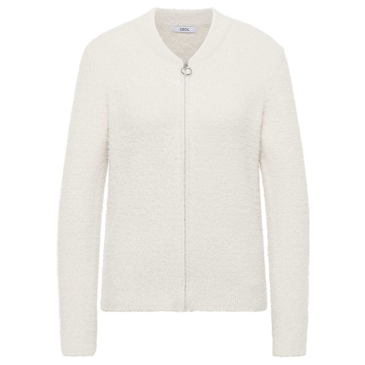 Cecil Damen Strickjacke Jacquard Zipper Cardigan light greige