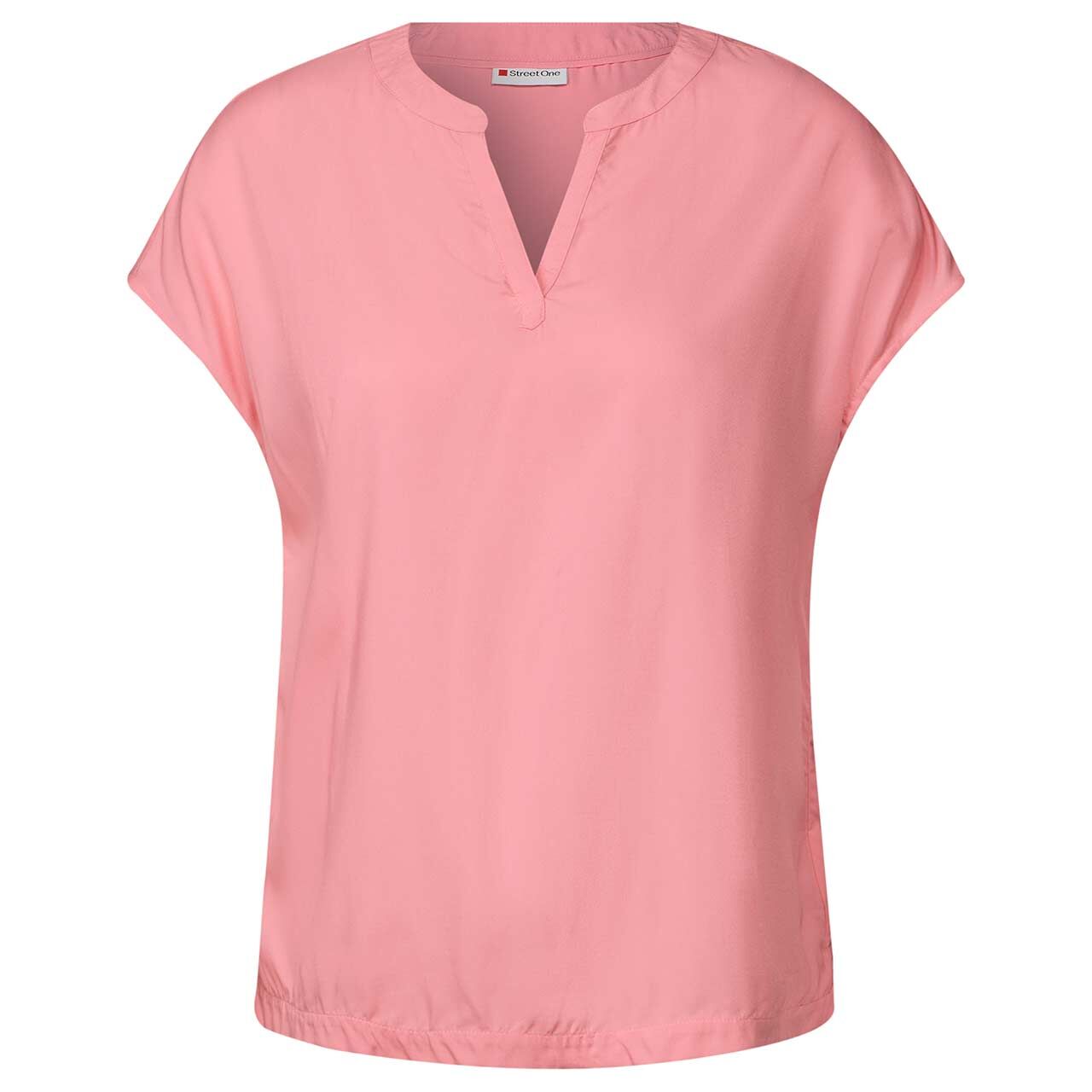 Street One Damen Kurzarm Bluse Splitneck blush peach