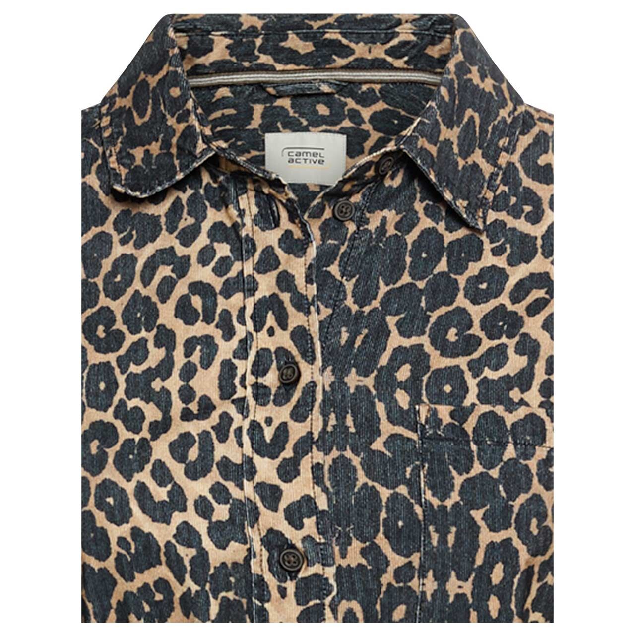 Damen Langarm Kleid von Camel active in Hellbraun mit Print, detaillierte Vorderansicht