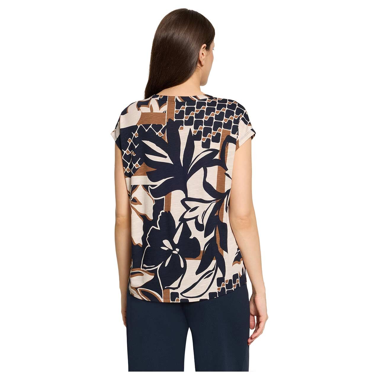 Damen T-Shirt von Betty Barclay in Dunkelblau mit Print, Rückansicht am Model