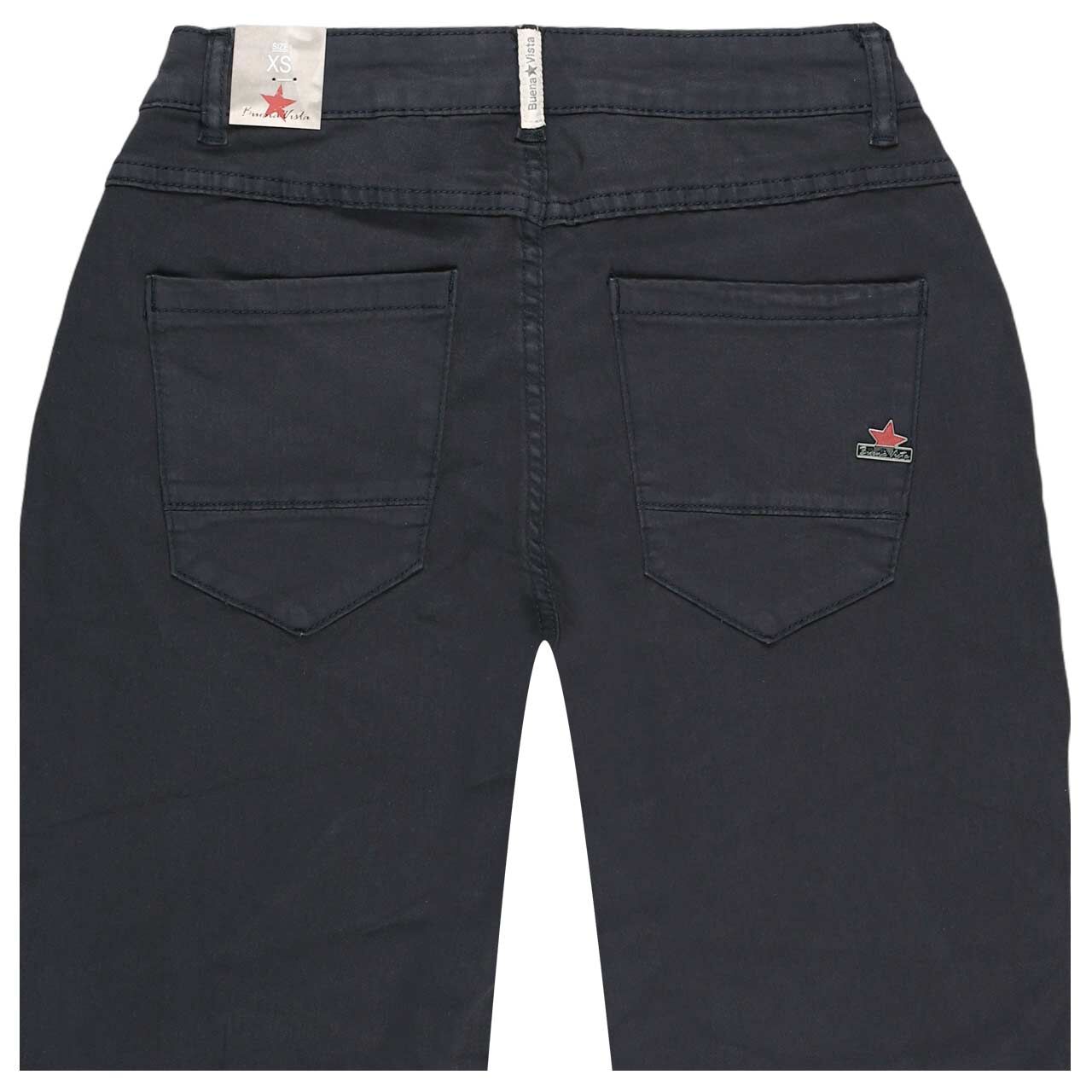 Damen Baumwollhose Anna C 7/8 Straight Stretch Twill von Buena Vista in Dunkelblau, detaillierte Rückansicht