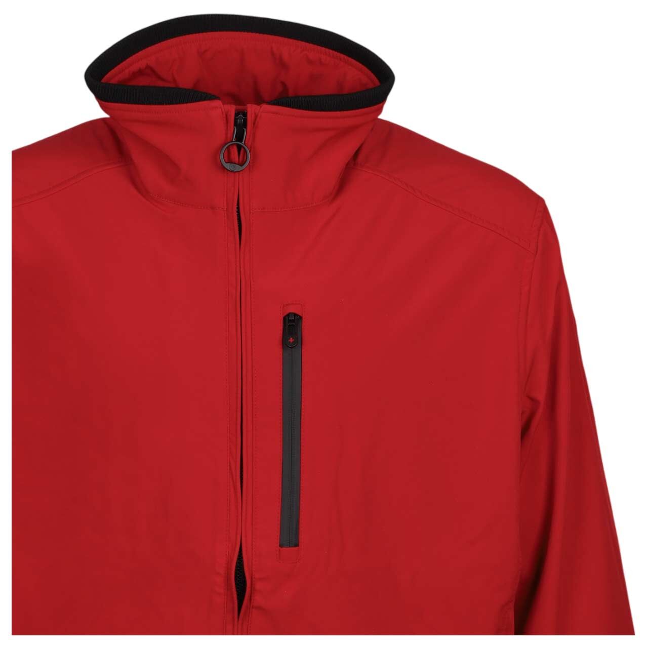 Herren Softshell Jacke Alpinus mit der Modellnummer ALUS-268 von Wellensteyn in Rot, detaillierte Vorderansicht