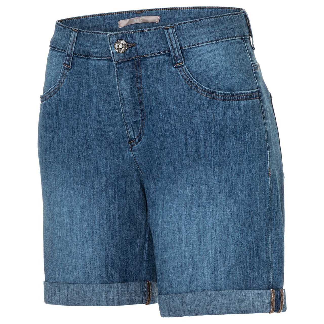 Damen Jeans Shorty von MAC in Blau angewaschen, Seitenansicht