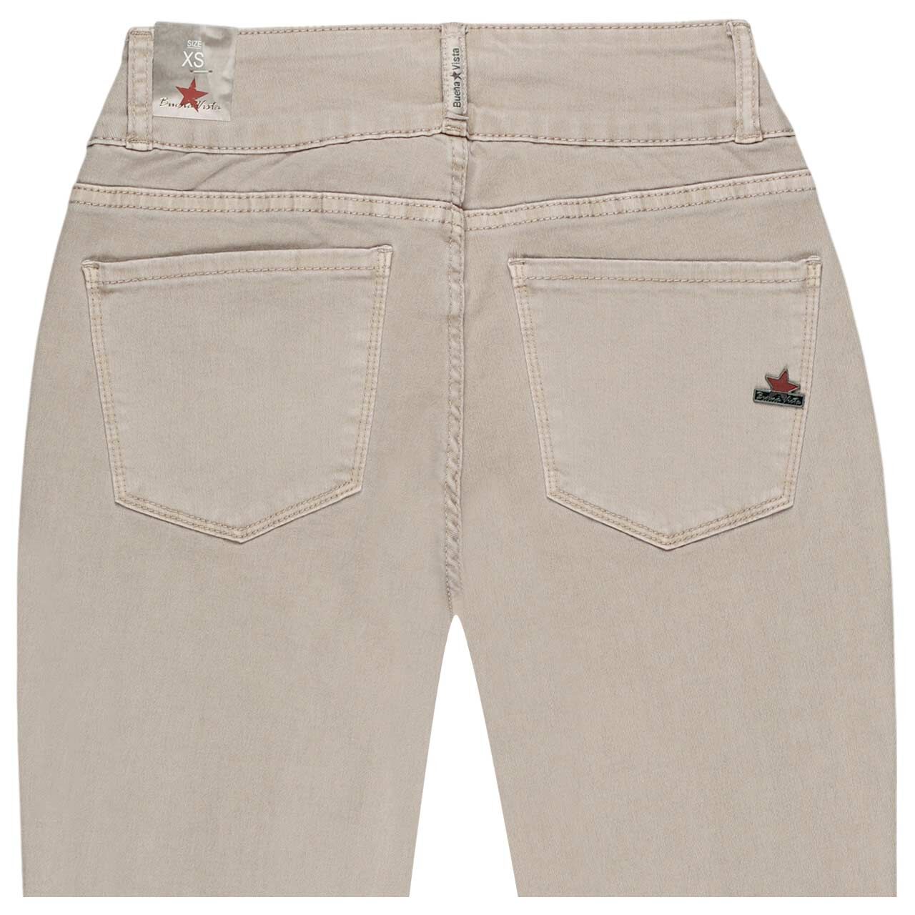 Damen Baumwollhose Ankle Tummyless Cropped Stretch Twill von Buena Vista in Beige, detaillierte Rückansicht