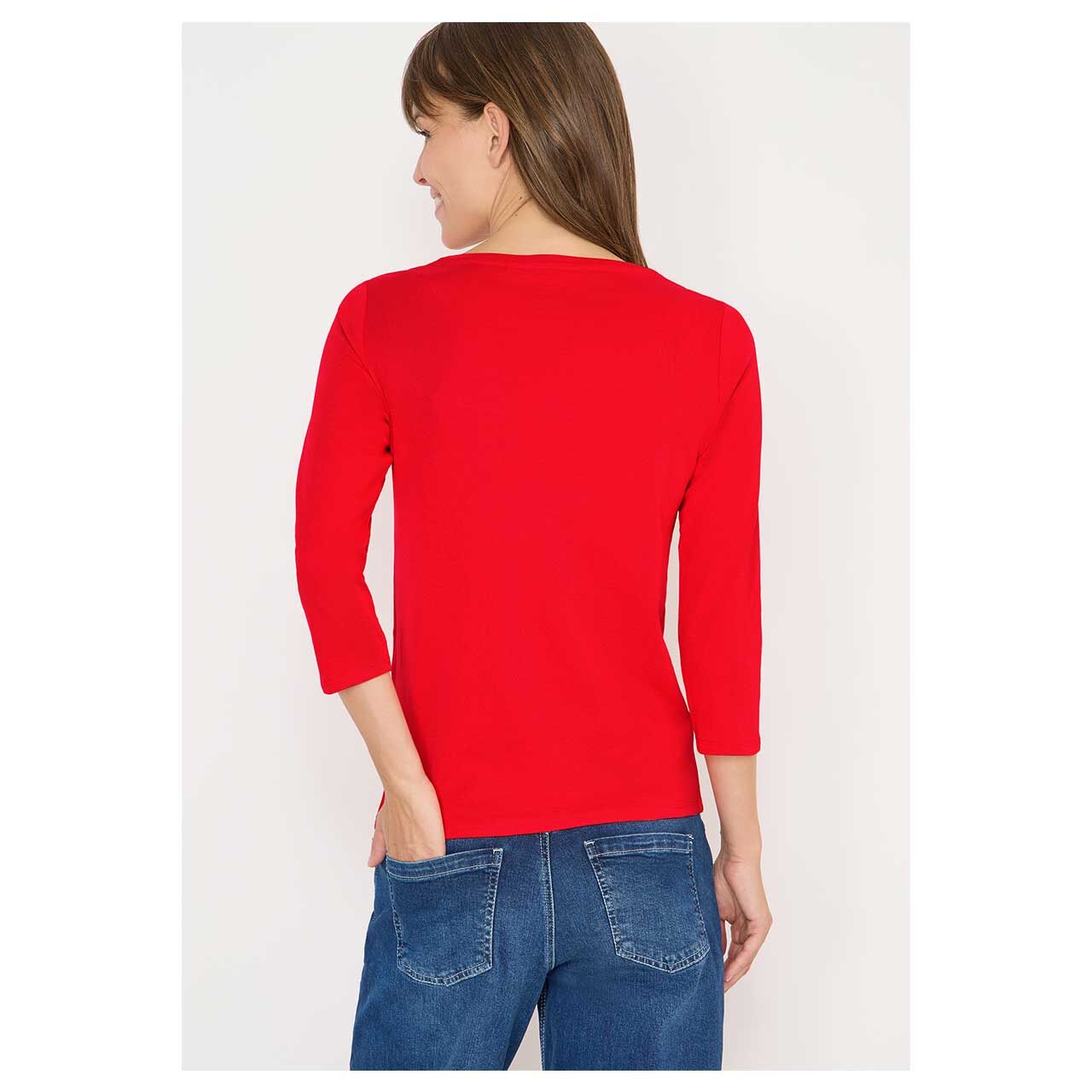 DDamen 3/4 Arm Shirt Basic Boatneck von Cecil in Orange-Rot, Rückansicht am Model