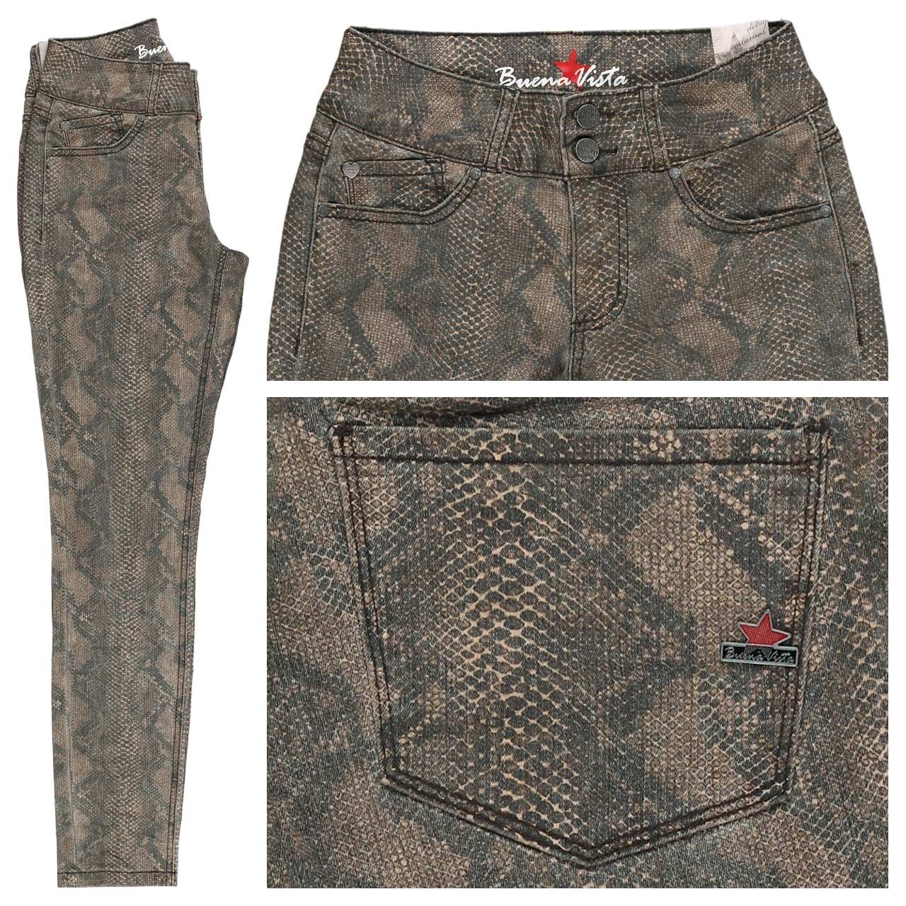 Buena Vista Tummyless Cropped Stretch Twill Ankle Baumwollhose brown snake