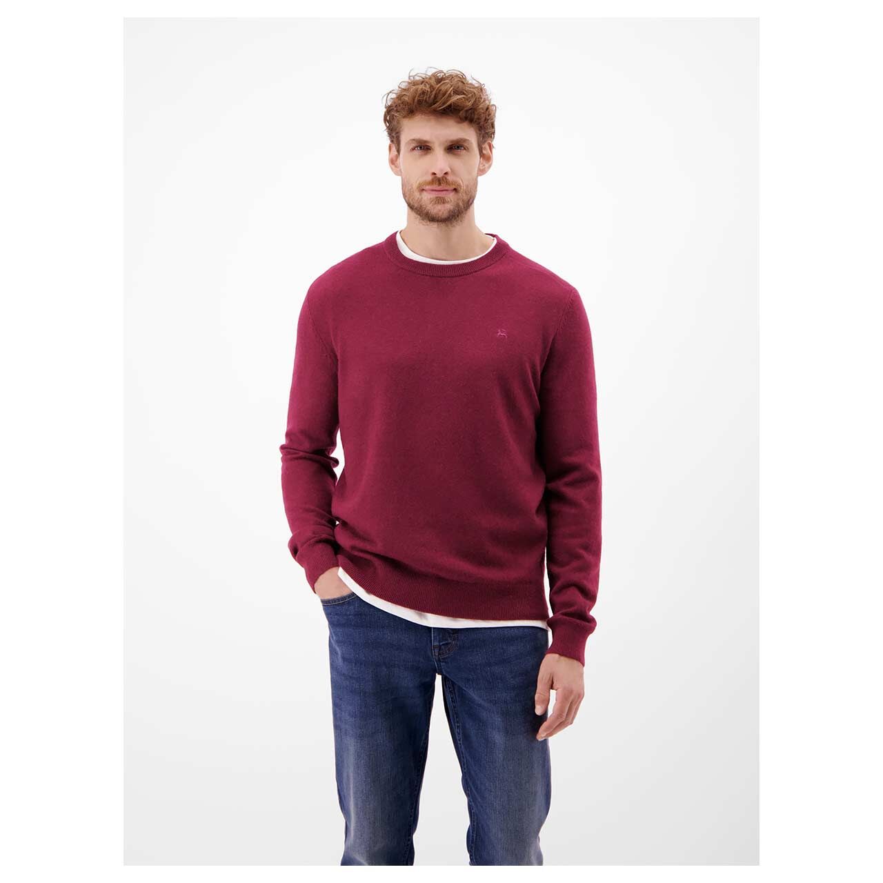 Herren Pullover von Lerros in Rot, Vorderansicht am Model