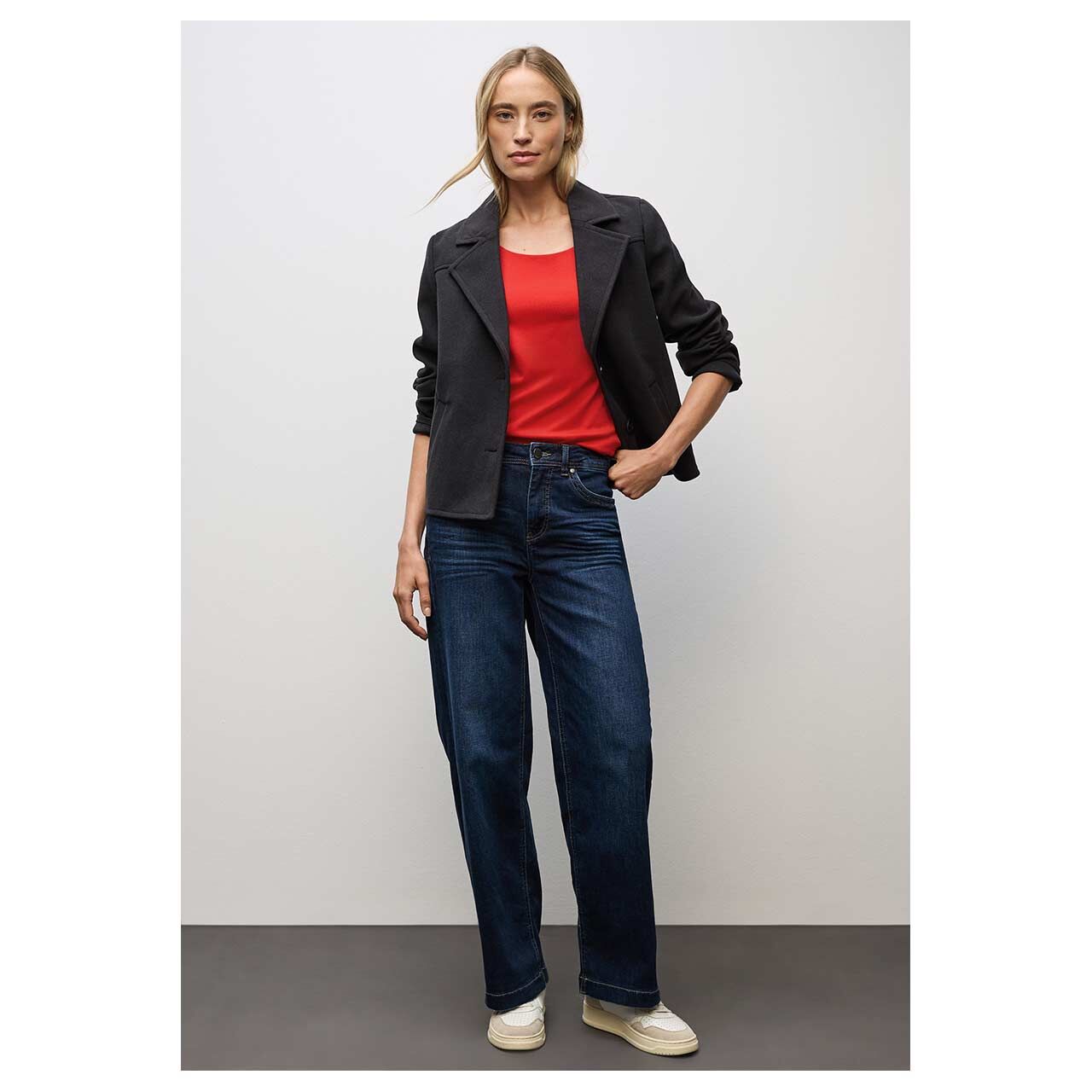 Damen 3/4 Arm Shirt Pania von Cecil in Rot, Ganzkörperansicht am Model