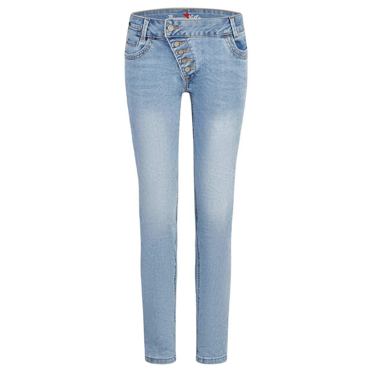 Damen Ankle Jeans Kim Cropped Stretch Denim von Buena Vista in Hellblau angewaschen, Vorderansicht