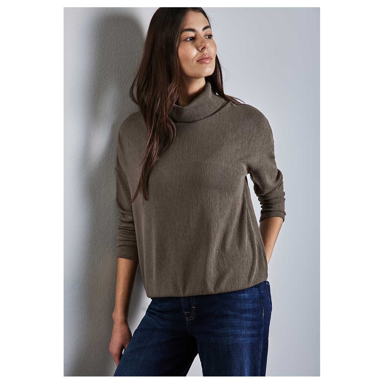 Street One Damen Pullover Fine Vertical Structure muddy brown