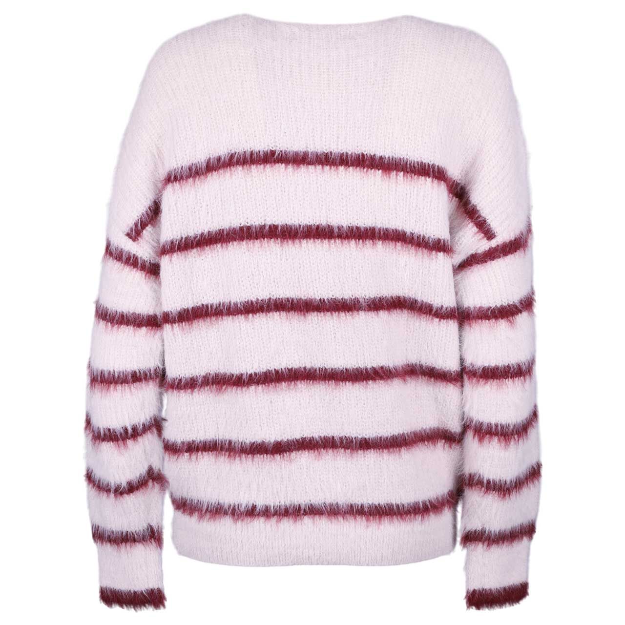 Damen Pullover Fuzzy Sweater von Red Button in Rot gestreift, Rückansicht
