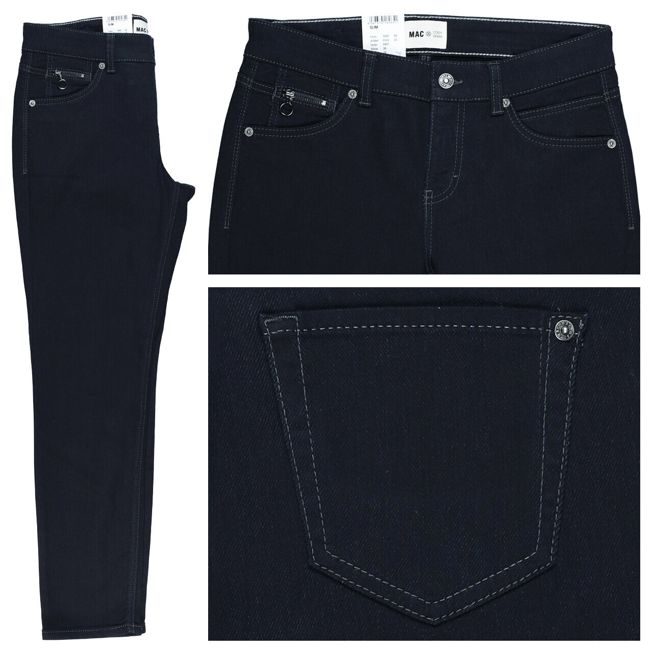 MAC Slim Jeans blue black cosy thermo denim