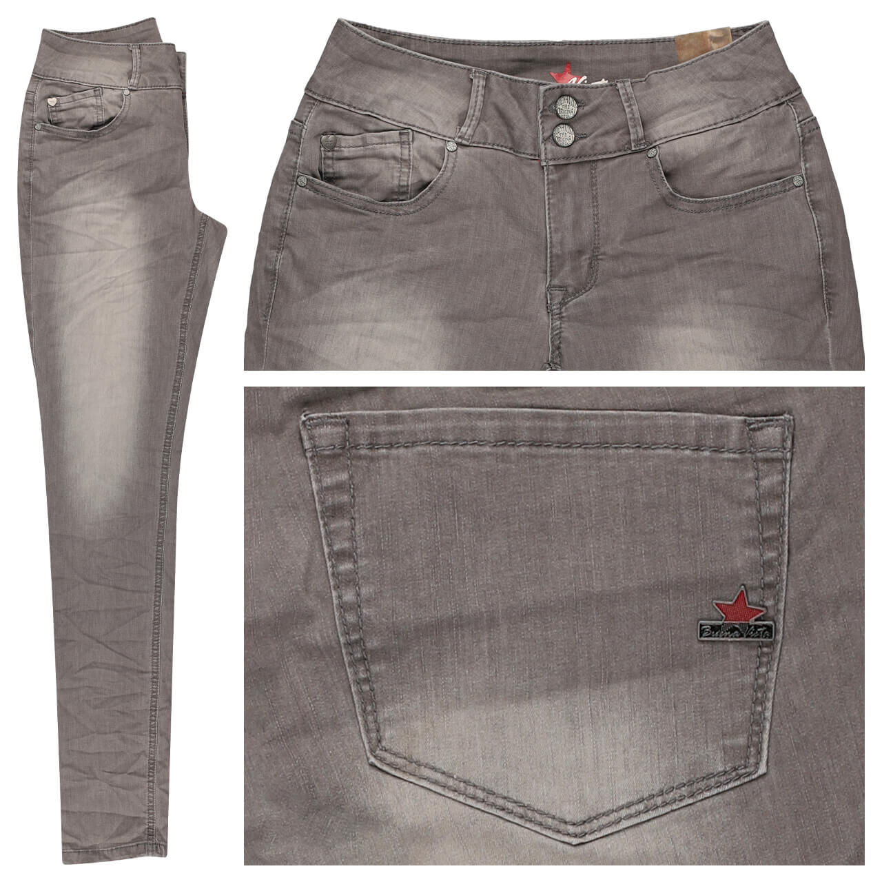 Buena Vista Jeans Tummyless Stretch Denim light grey