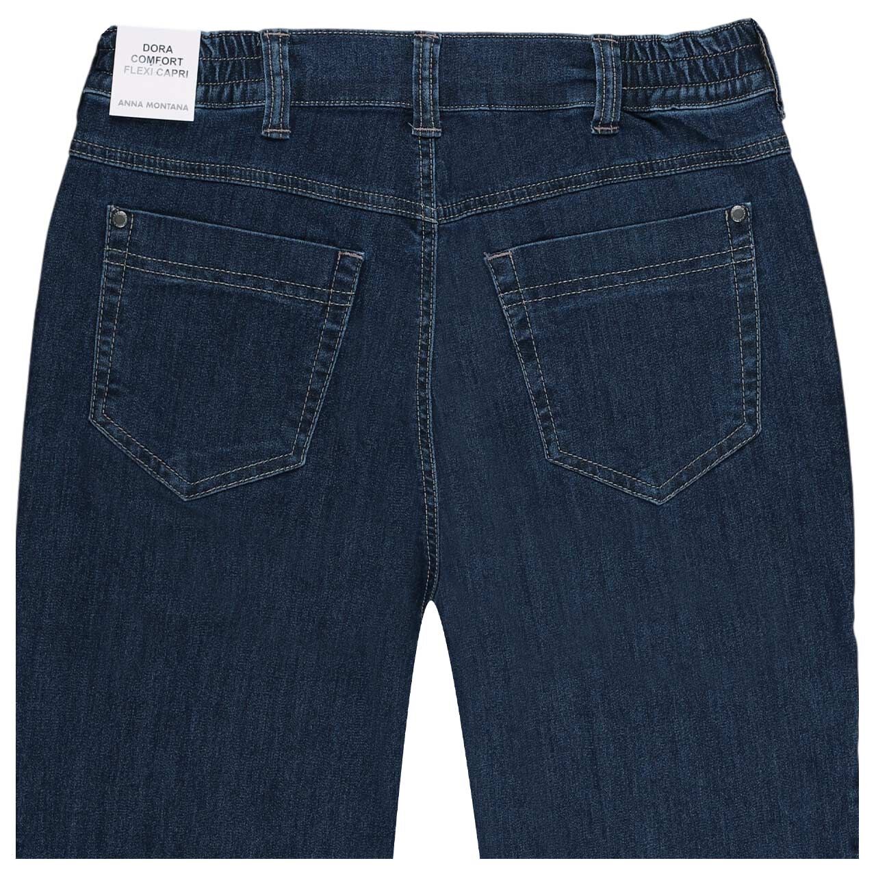 Damen 3/4 Capri Jeans Dora Milano von Anna Montana in Blau angewaschen, detaillierte Rückansicht