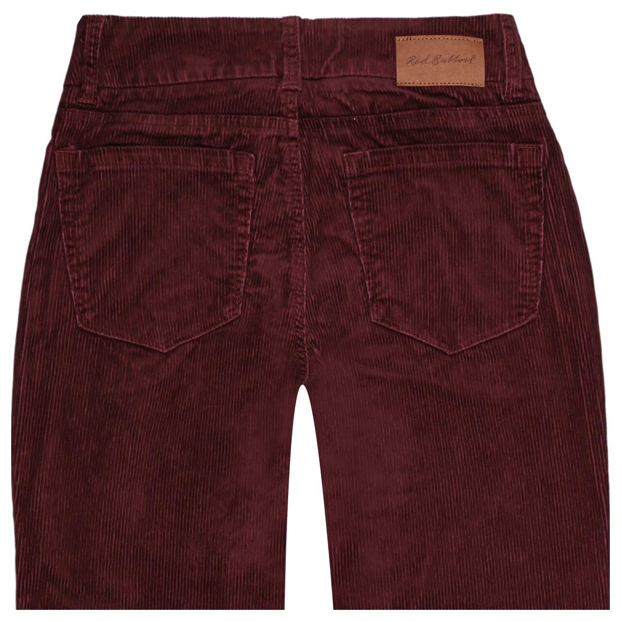 Damen Cordhose Diana von Red Button in Weinrot, detaillierte Rückansicht