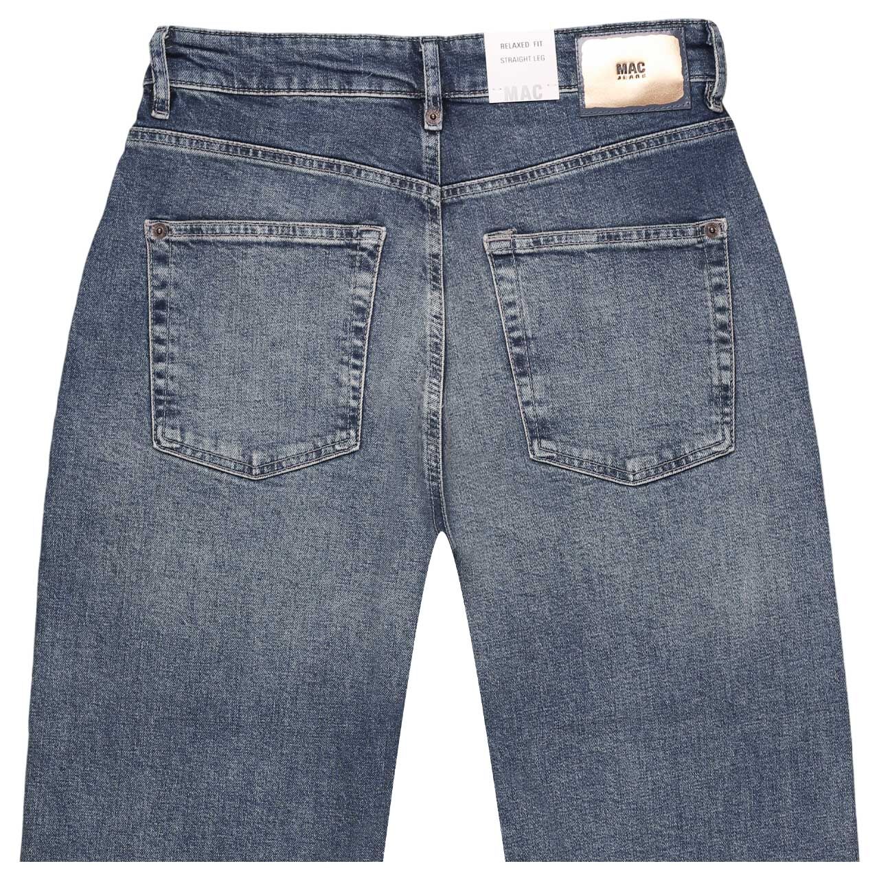 Damen Ankle Jeans Baggy von MAC in Blau verwaschen, detaillierte Rückansicht