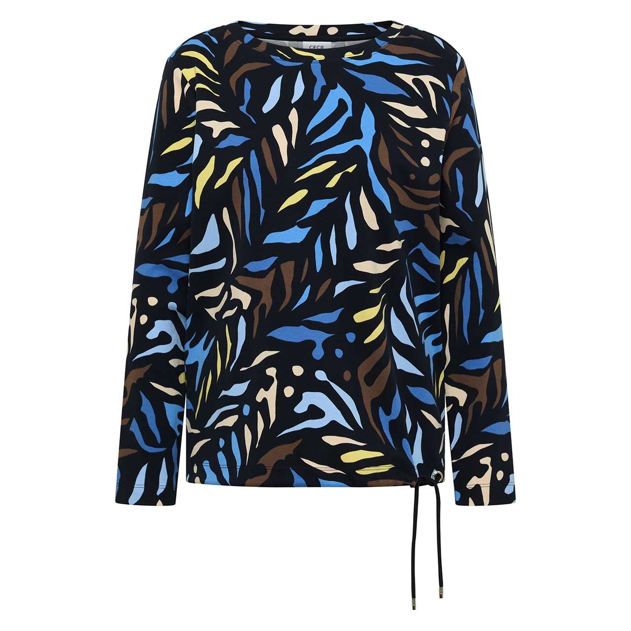 Cecil Damen Langarm Shirt Multi Boatneck universal blue