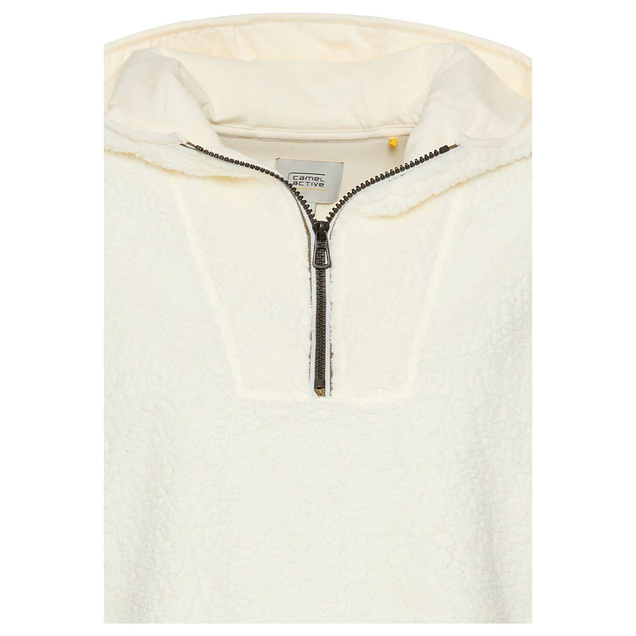 Damen Hoodie Teddy Sweatshirt von Camel active in Weiß, detaillierte Vorderansicht