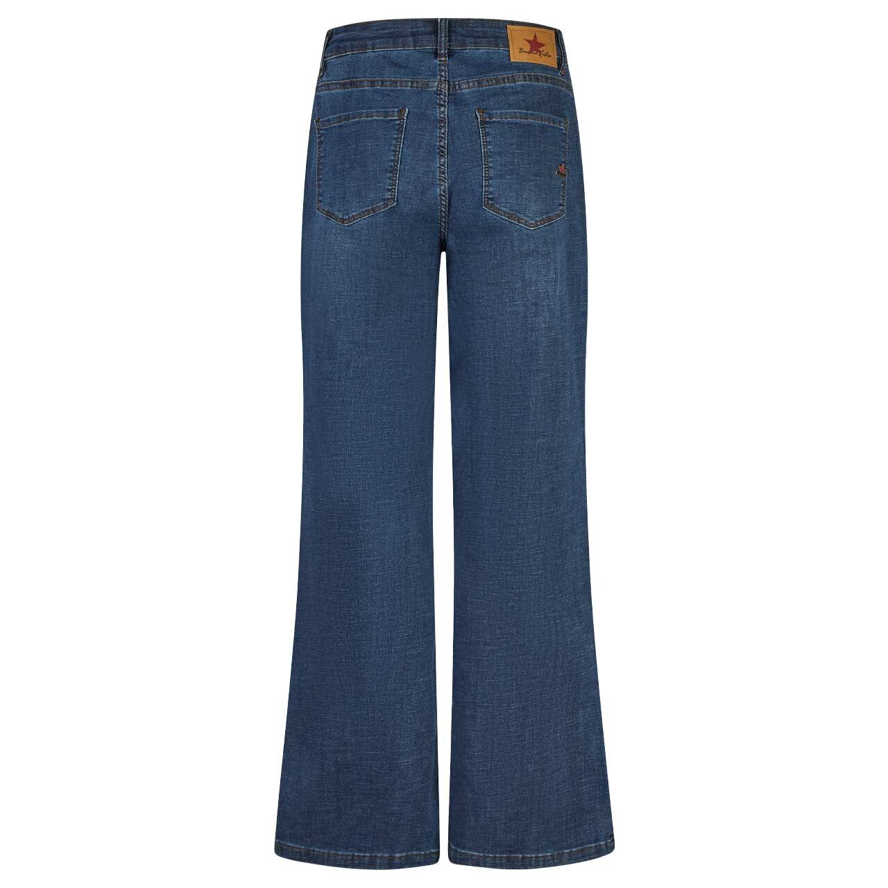 Damenjeans Wide Leg Cross Denim von Buena Vista in Dunkelblau angewaschen, Rückansicht