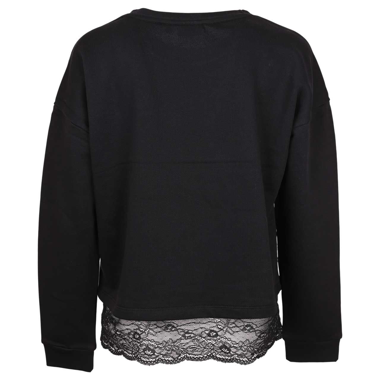 Damen Langarm Shirt Lace Detail in Schwarz, Rückansicht