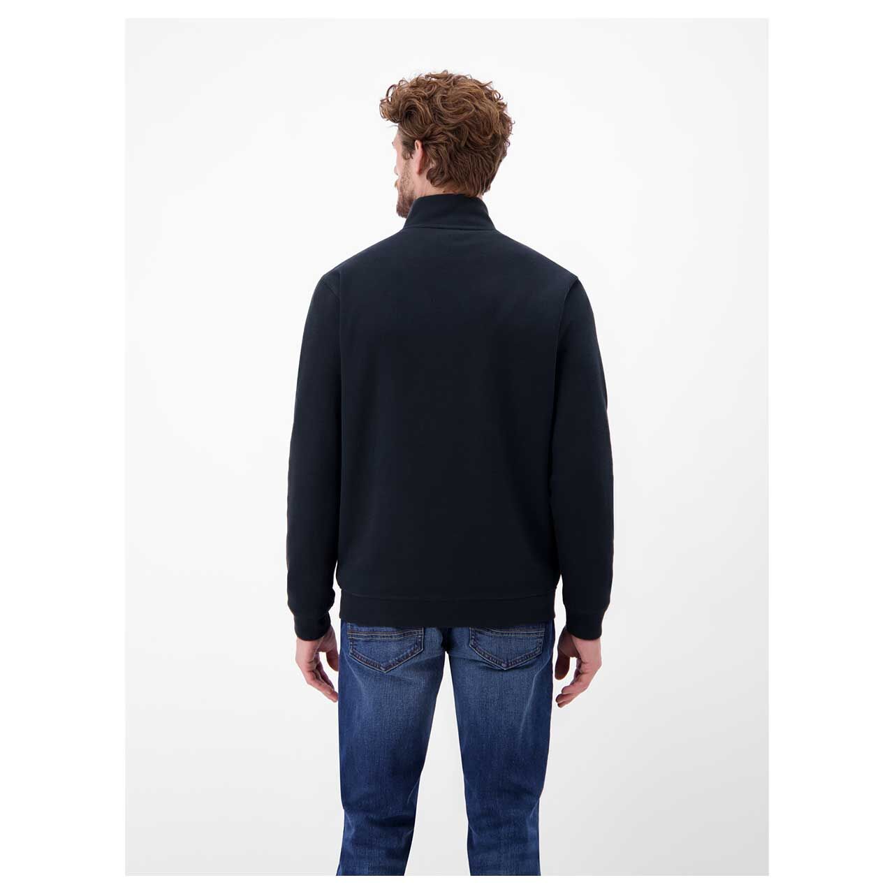 Herren Sweatjacke von Lerros in Dunkelblau, Rückansicht am Model