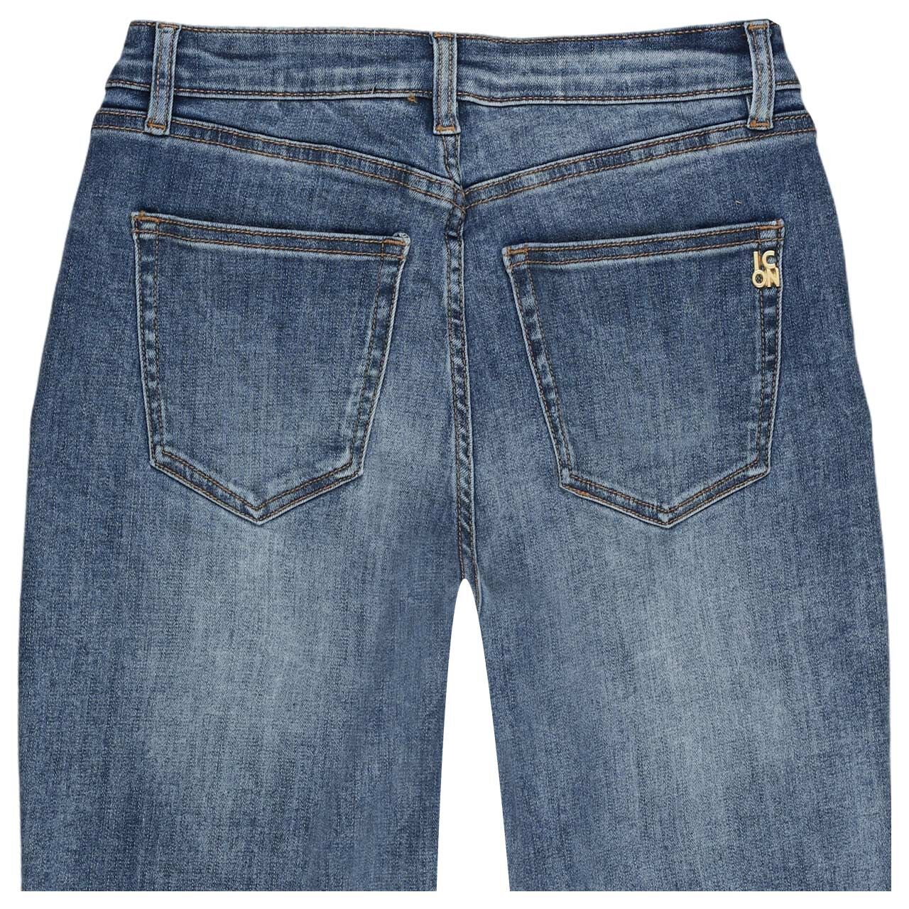 Damenjeans Rainbow von Senoritas ICON in Blau angewaschen, detaillierte Rückansicht