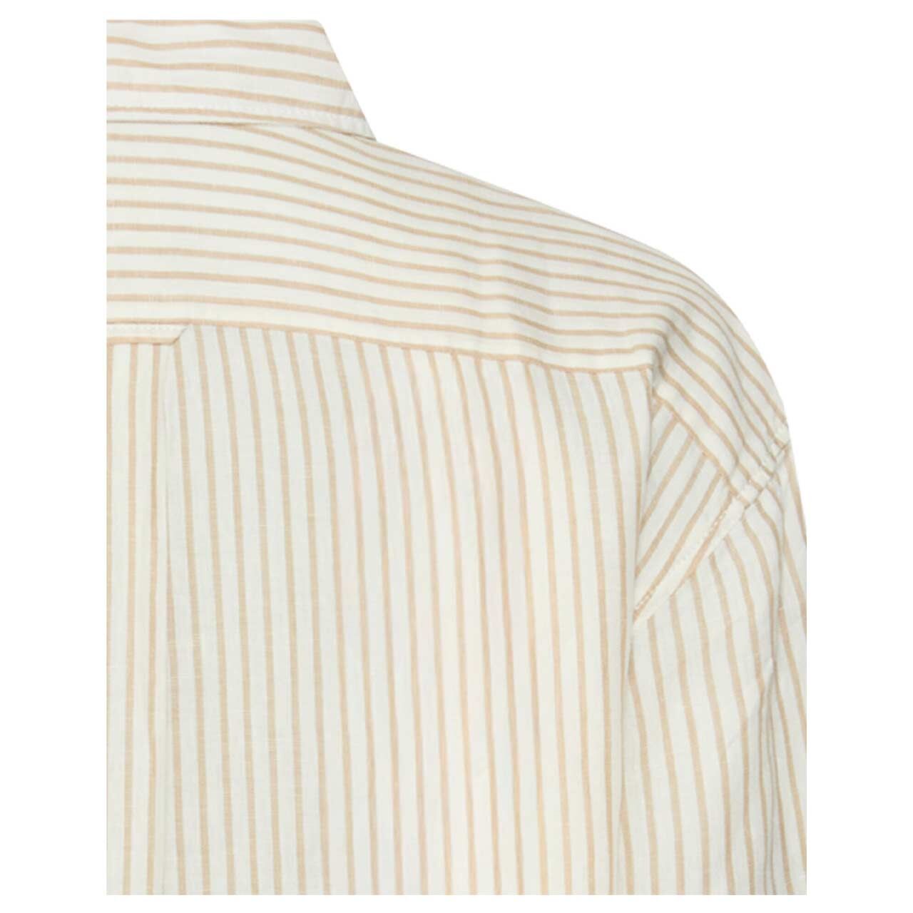 Damen Langarm Bluse von Camel active in Beige gestreift, detaillierte Rückansicht