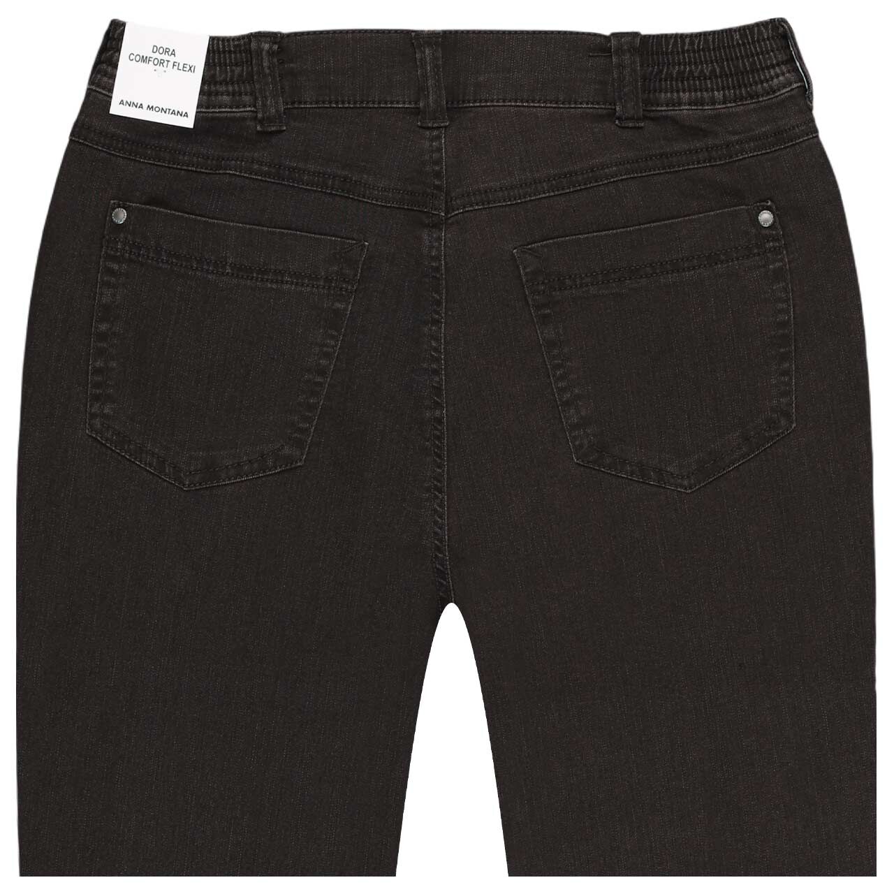 Stretch Damenjeans Dora von Anna Montana in Dunkelbraun, detaillierte Rückansicht