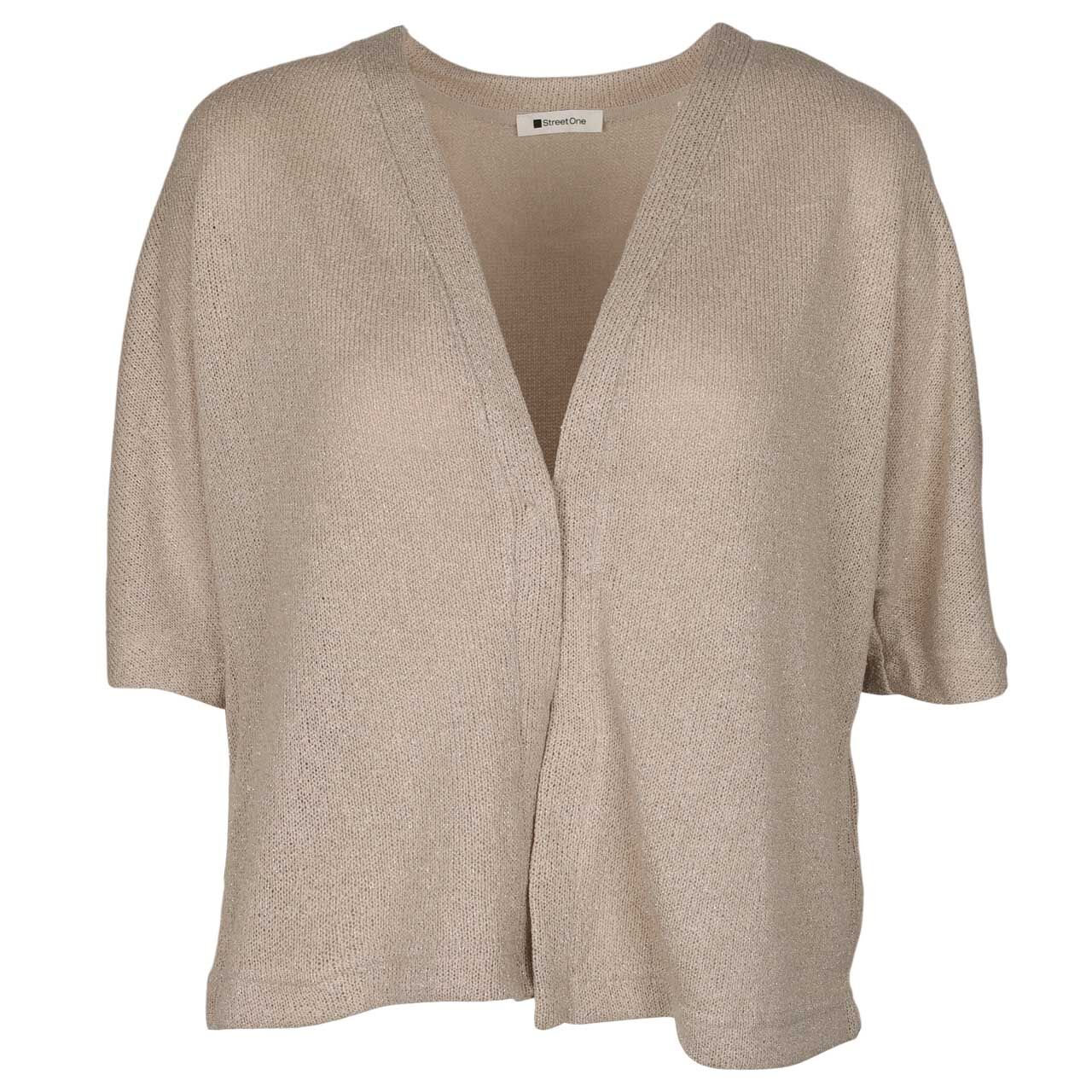 Street One Damen Kurzarm Strickjacke Knit Look Batwing clay sand