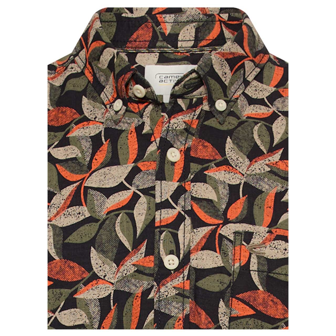 Herren Kurzarm Hemd von Camel active in der Farbe Orange mit Print, Detailansicht vorne